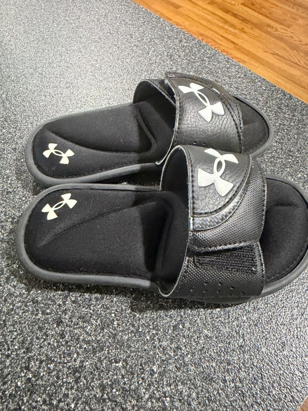 Under Armour Kids Black Slide Sandals with White Logo